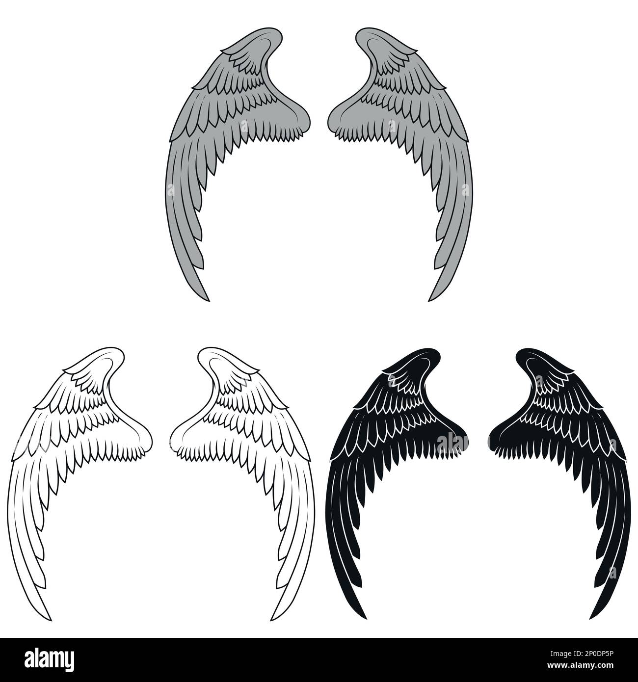 Vector design of angel wings, bird wings for decoration Stock Vector