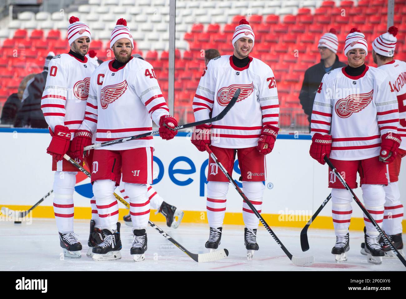 December 30, 2016: Detroit Red Wings left wing Henrik Zetterberg (40) is  about to take the ice during the 2017 Scotiabank NHL Centennial Classic  practice day for The Detroit Red Wings at