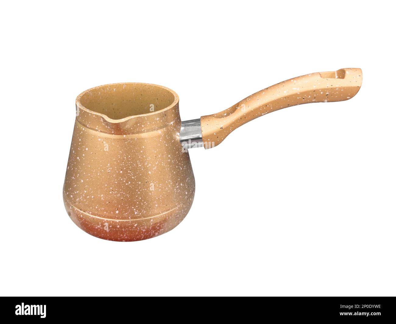 Copper cezve for coffee isolated on a white background. Metal copper