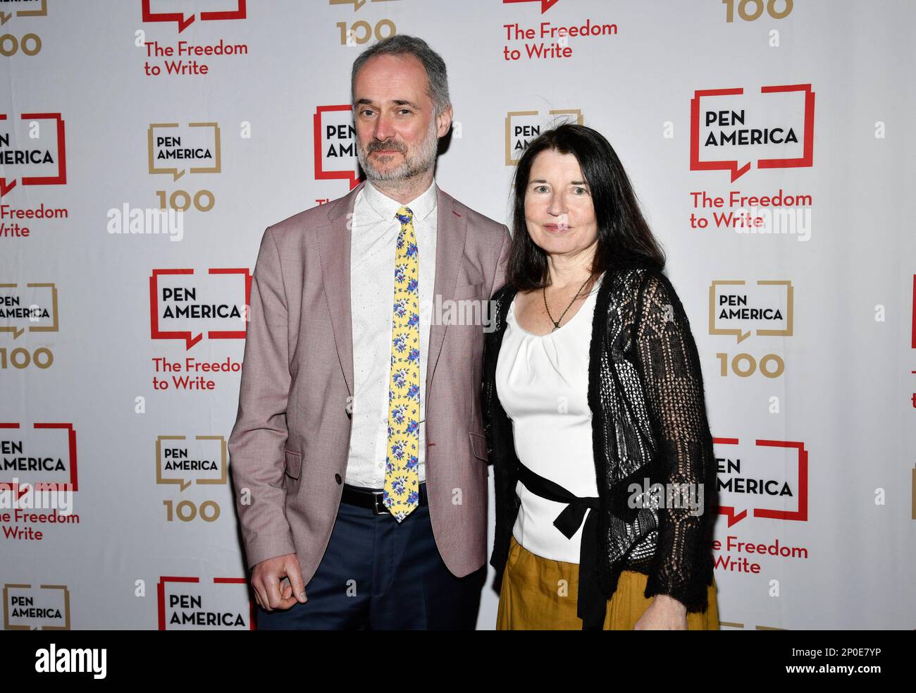 David Haskell, left, and Katie Lehman attend the PEN America Literary