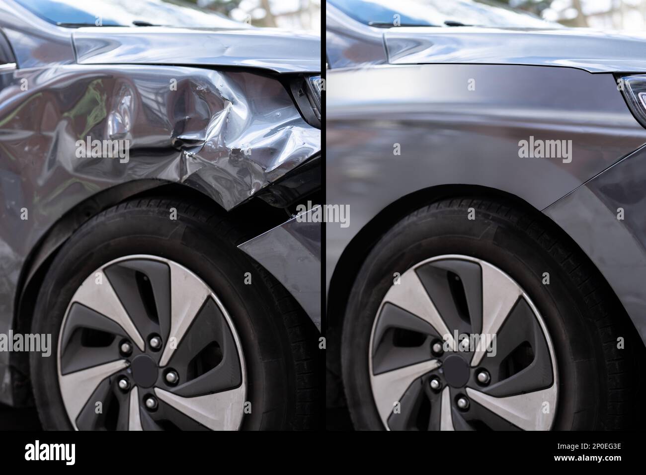 Photo of car dent repair before and after Stock Photo - Alamy