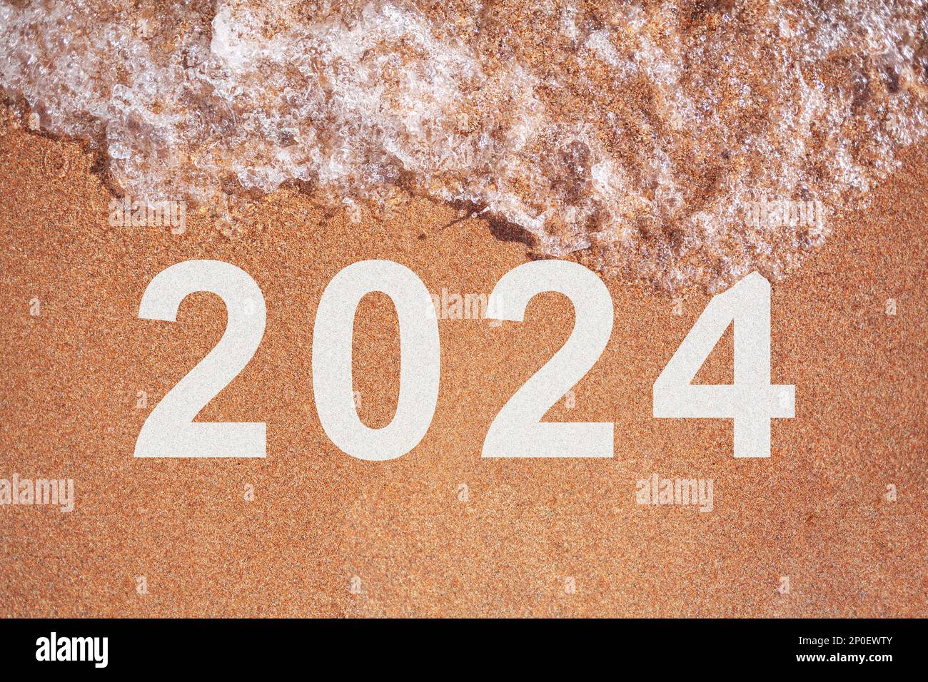 The concept of plans for 2025. A wave of water washes away the figure