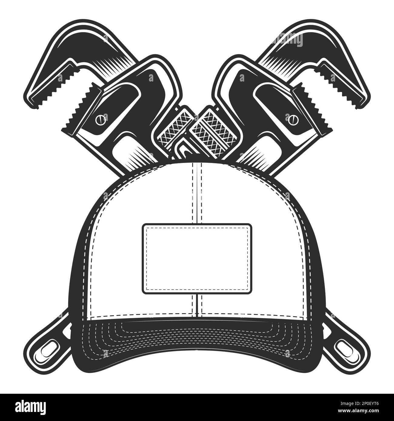 Baseball cap with business repair mechanic spanner or construction
