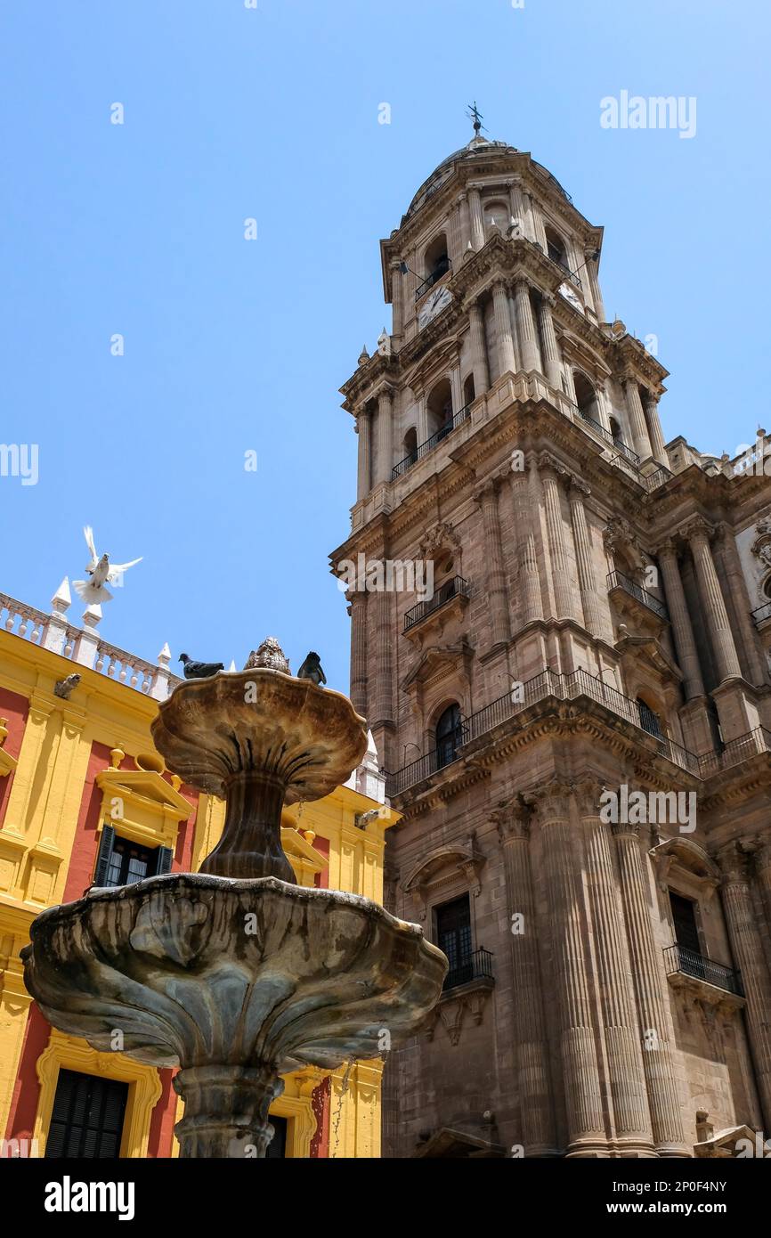 MALAGA, ANDALUCIA/SPAIN - JULY 5 : Baroque Bishop's Palace designed by Antonio Ramos in the 18th Century in the Plaza de Obispo Malaga Costa del Sol Stock Photo