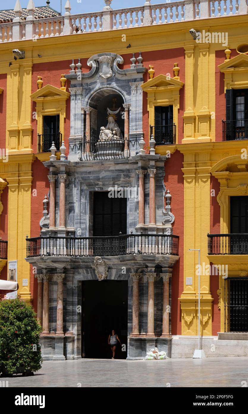 MALAGA, ANDALUCIA/SPAIN - JULY 5 : Baroque Bishop's Palace designed by Antonio Ramos in the 18th Century in the Plaza de Obispo Malaga Costa del Sol Stock Photo