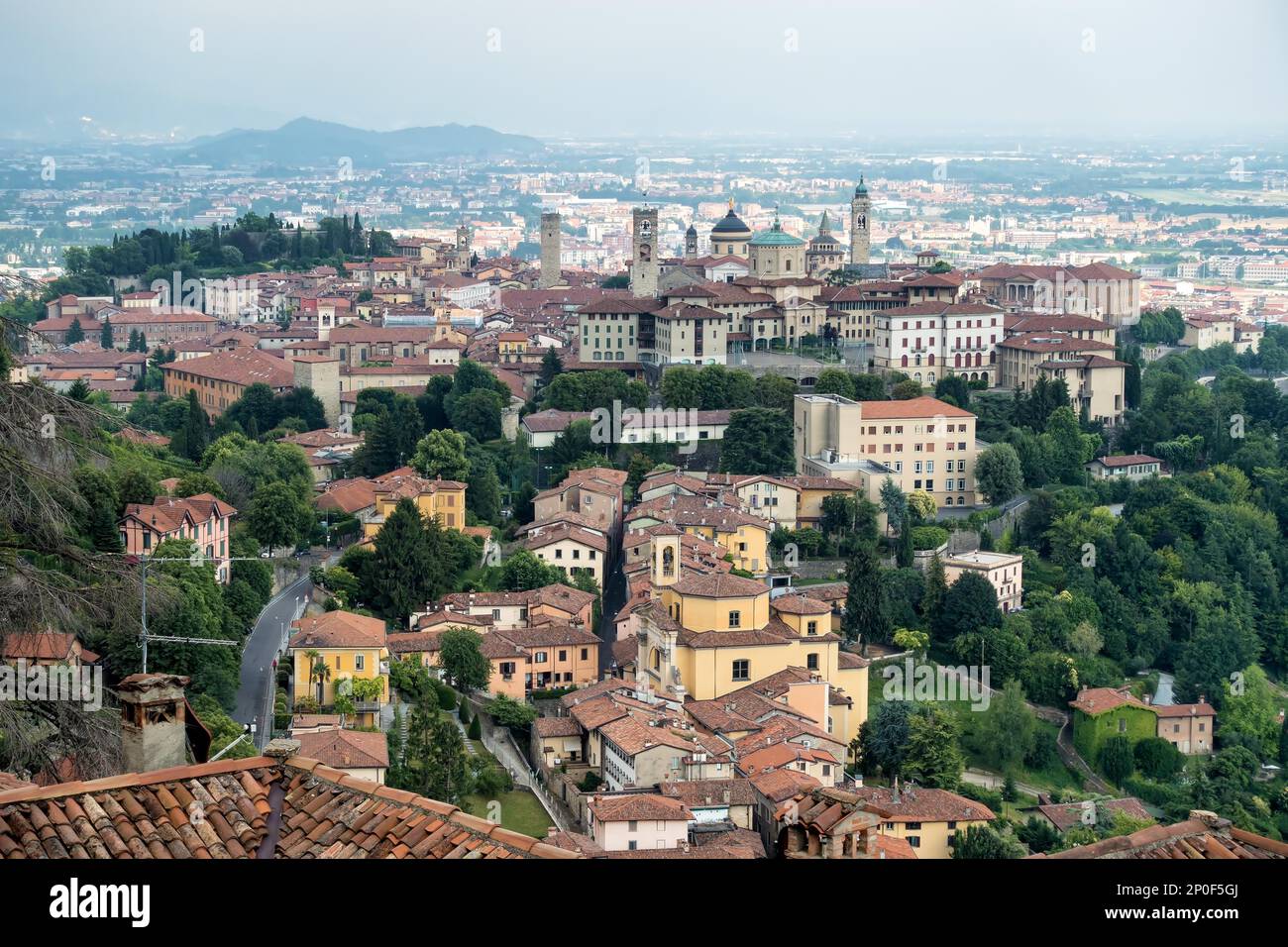BERGAMO, LOMBARDY/ITALY - JUNE 25 : View from Citta Alta in Bergamo on June 25, 2017 Stock Photo