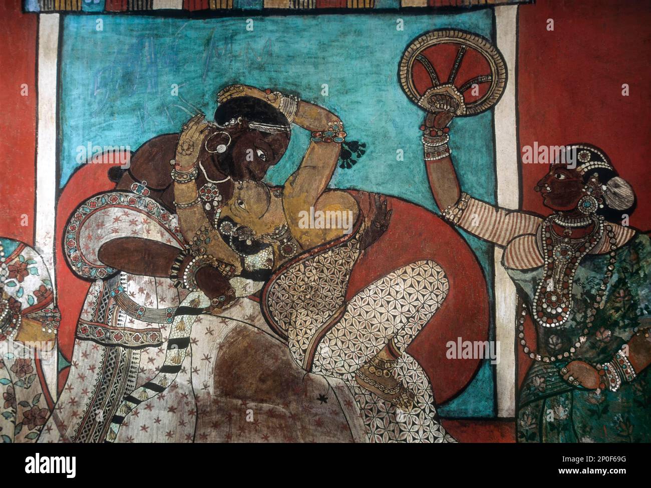 200 years old murals on the walls of the Ramalinga Vilasam Palace