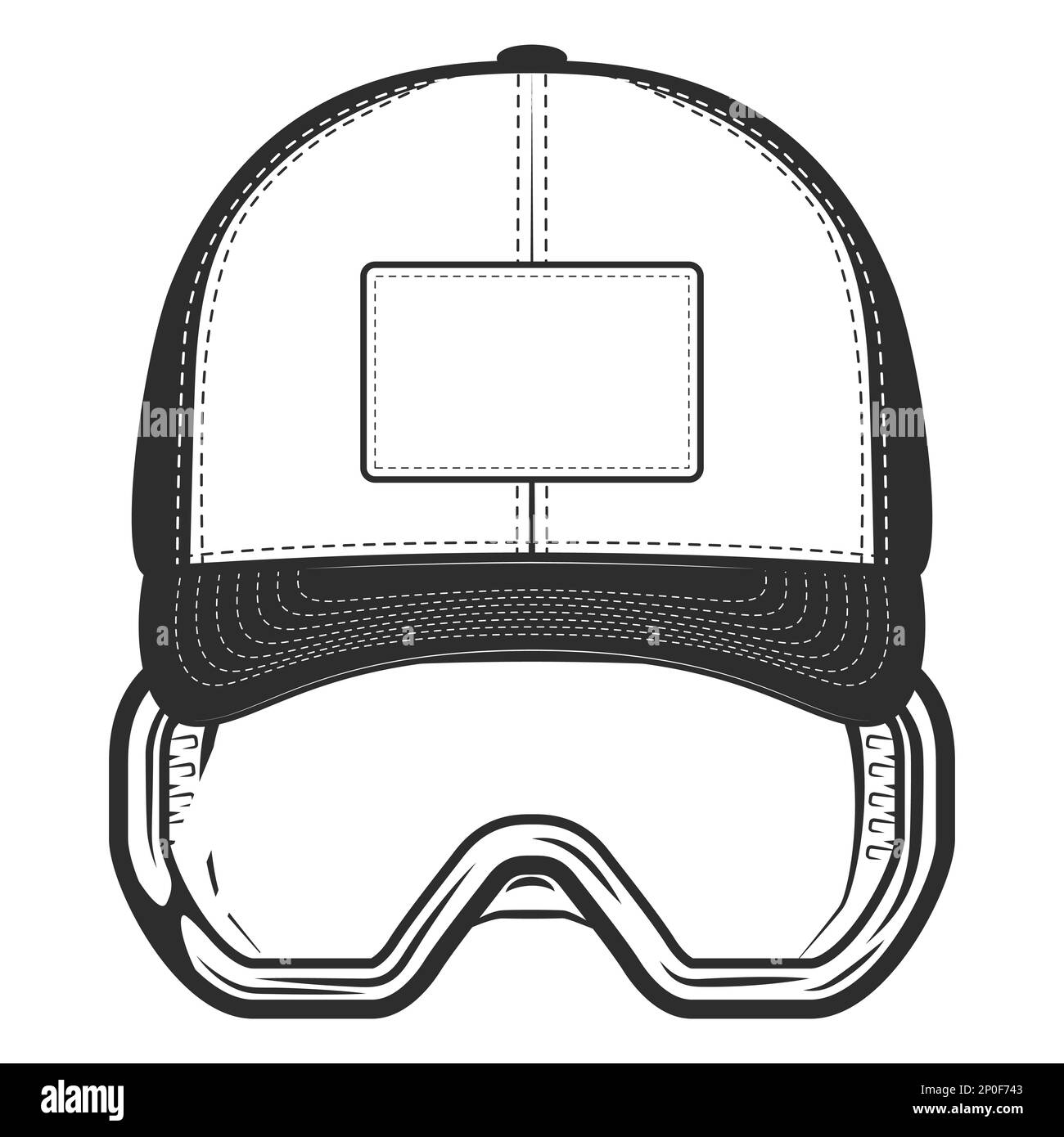 Baseball cap with construction safety glasses monochrome style vector ...