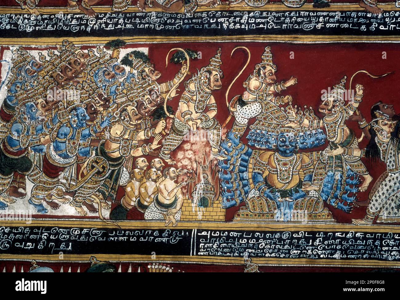 18th century Ramayana epic murals fresco painting on Bodi Zamin palace