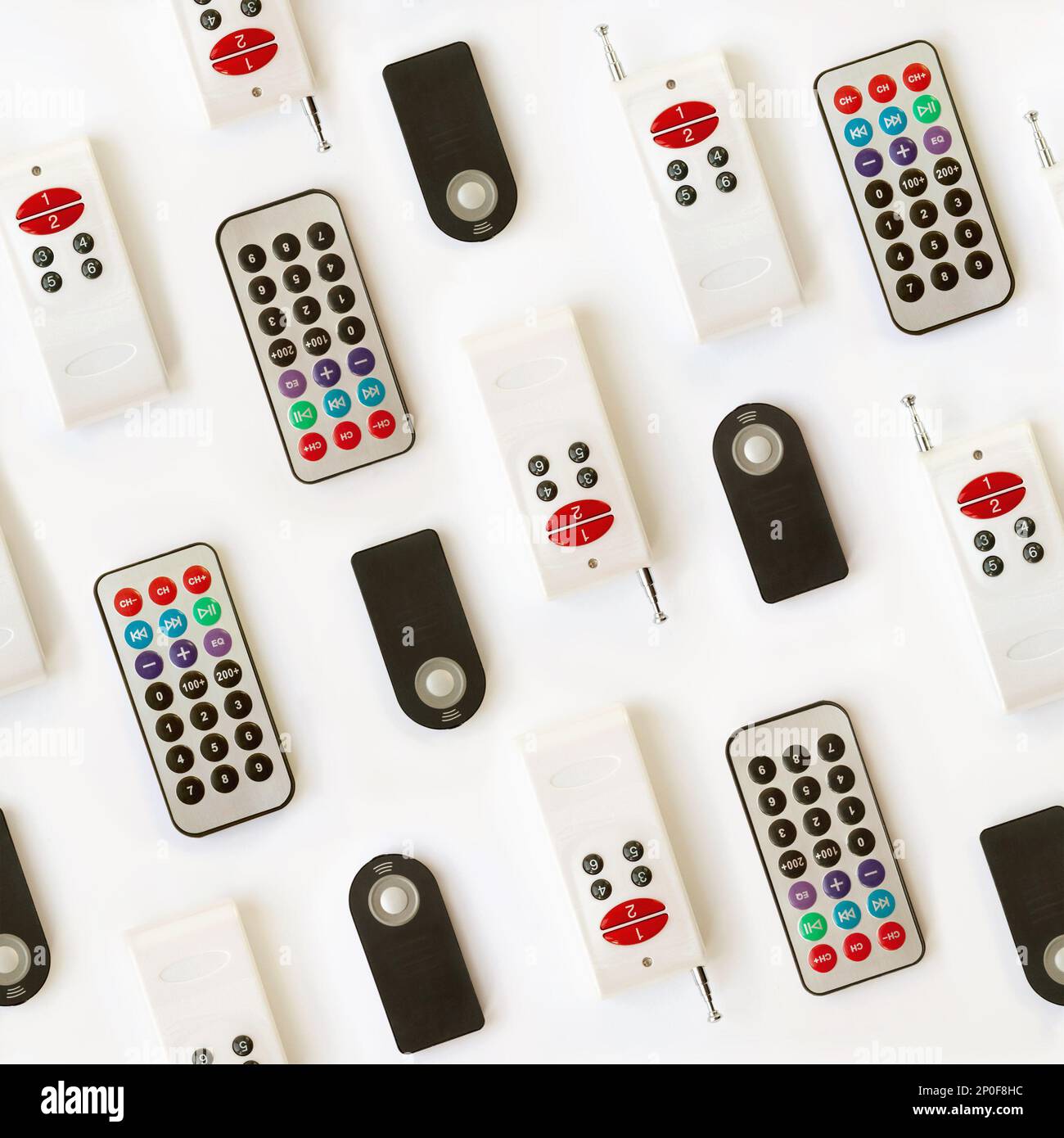 Various types of remote control seamless pattern background isolated on ...