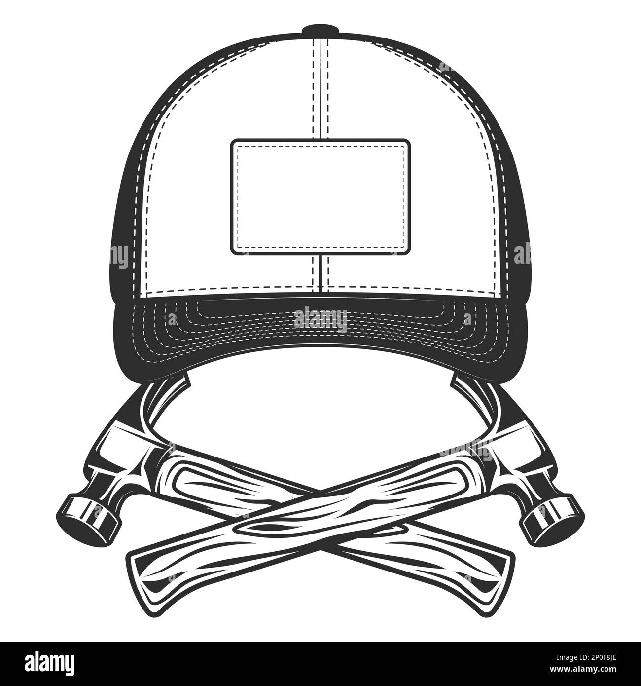 Baseball cap with carpenter hammer business construction tool