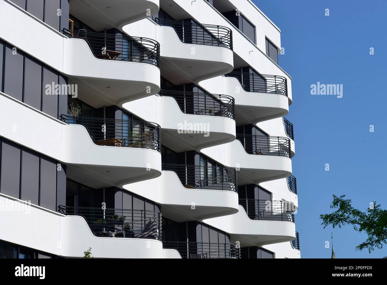 Residential building, Stralauer Allee, Friedrichshain, Berlin, Germany Stock Photo