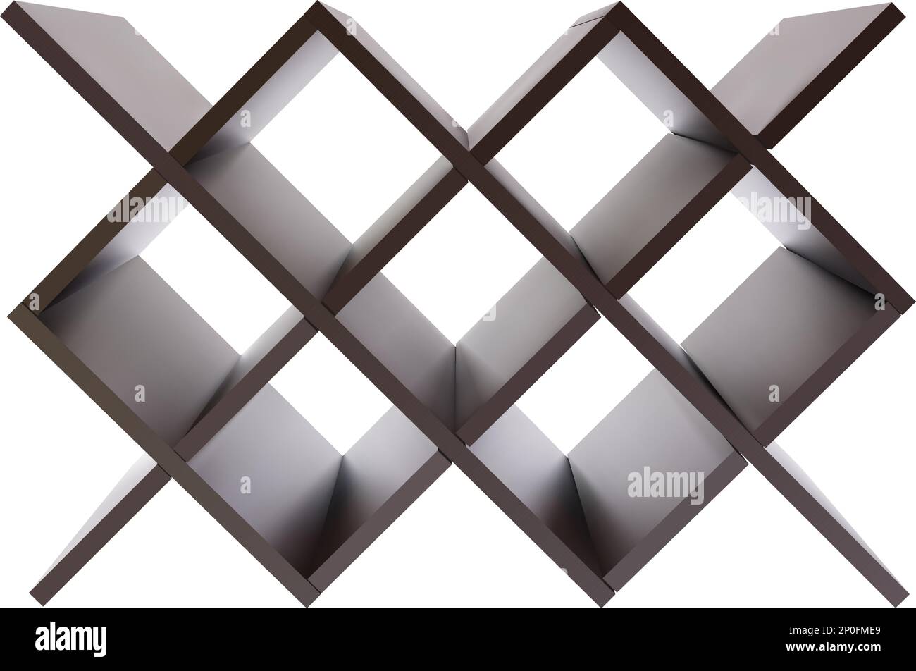Empty wooden wine rack or bottle shelf with isolated on white ...