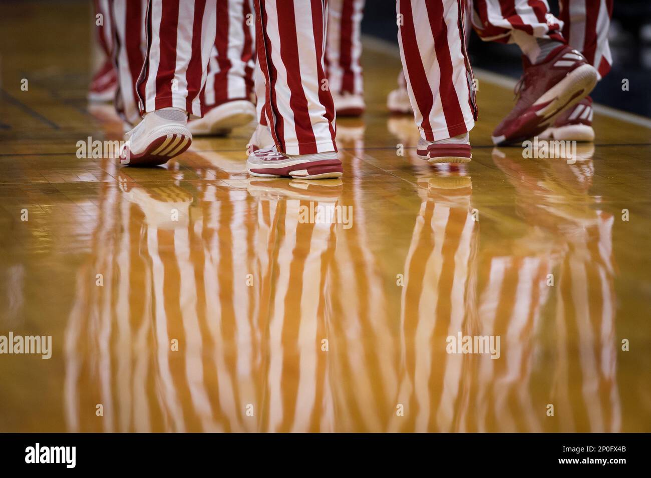 INDIANAPOLIS, IN - DECEMBER 17: A reflection of the Indiana Hoosiers  classic warm up pants during the Crossroads Classic basketball game between  the Butler Bulldogs and Indiana Hoosiers on December 17, 2016