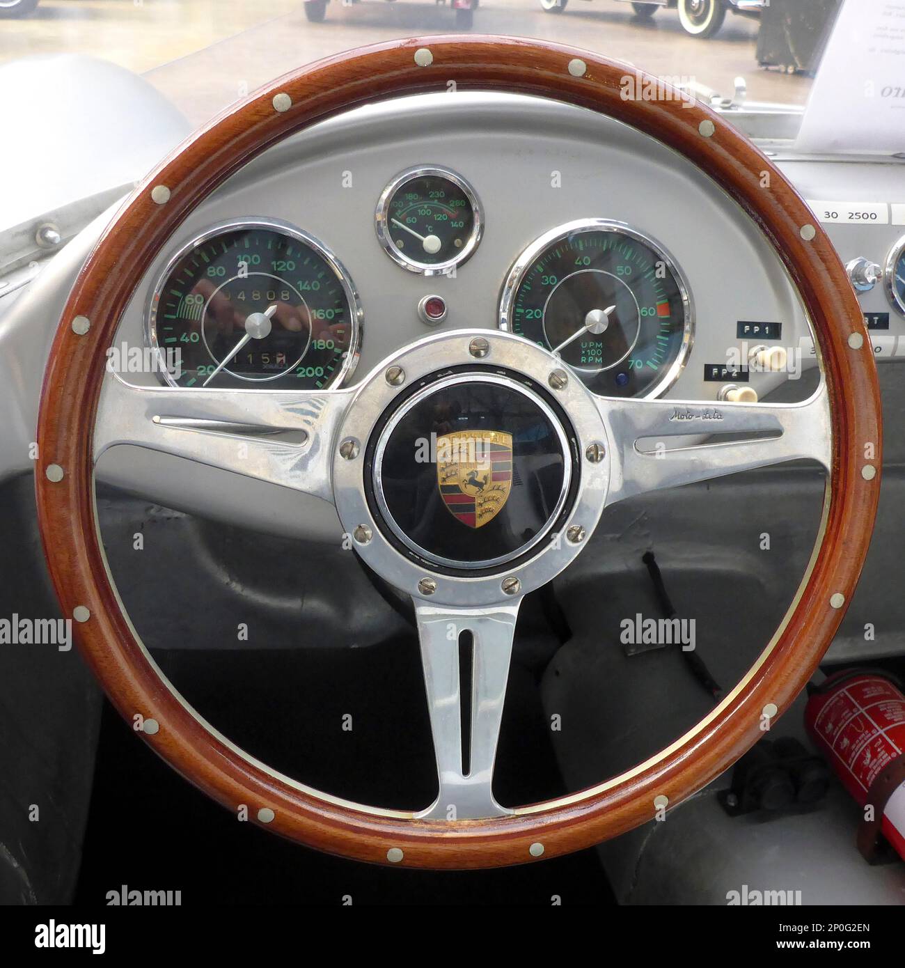 Porsche Oldtimer 356, US Model, Wooden Steering Wheel, Porsche Crest