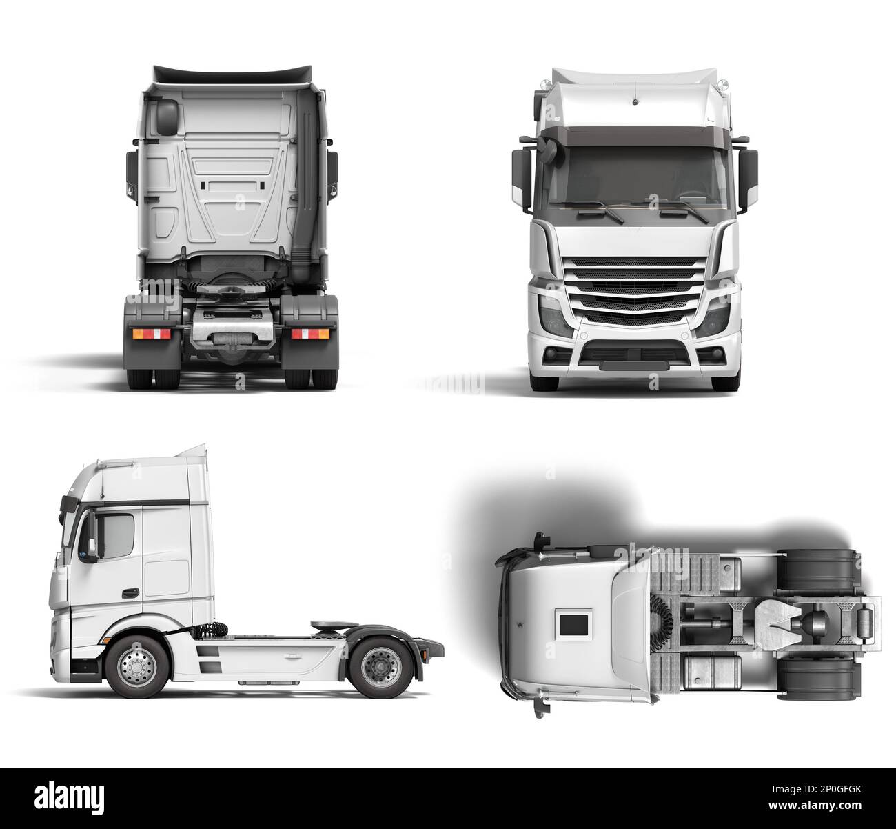 White truck set mockup with black inserts with carrying capacity of up