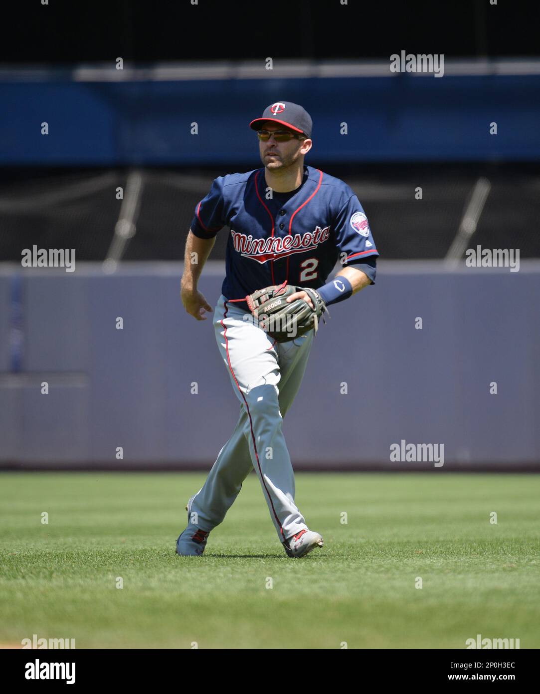 Minnesota Twins infielder Brian Dozier (2) during game against the New York  Yankees at Yankee Stadium in Bronx, New York on June 25, 2016. Yankees  defeated Twins 2-1. (Tomasso DeRosa via AP Stock Photo - Alamy