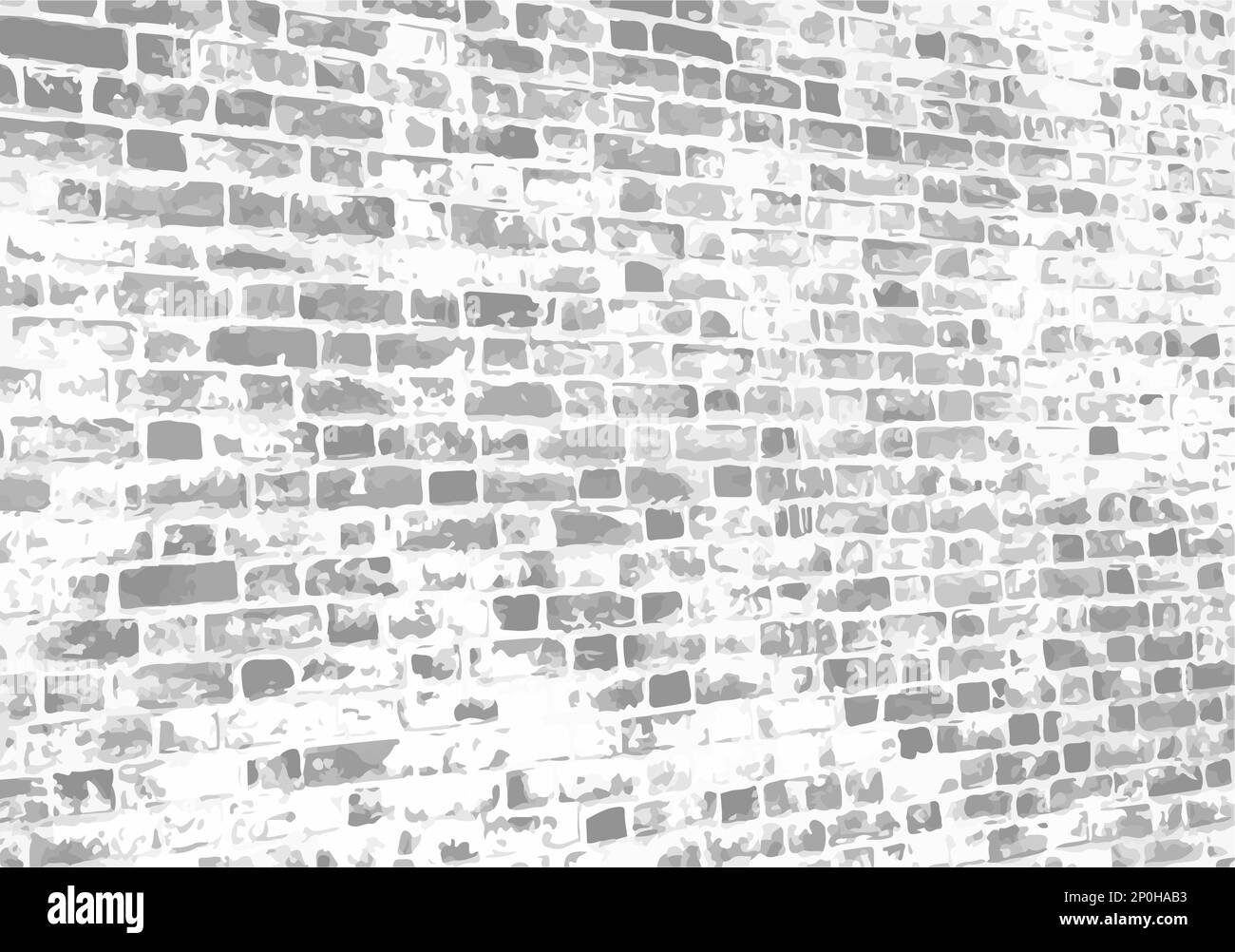 Grunge grey white old brick wall with peeling plaster with perspective Stock Vector