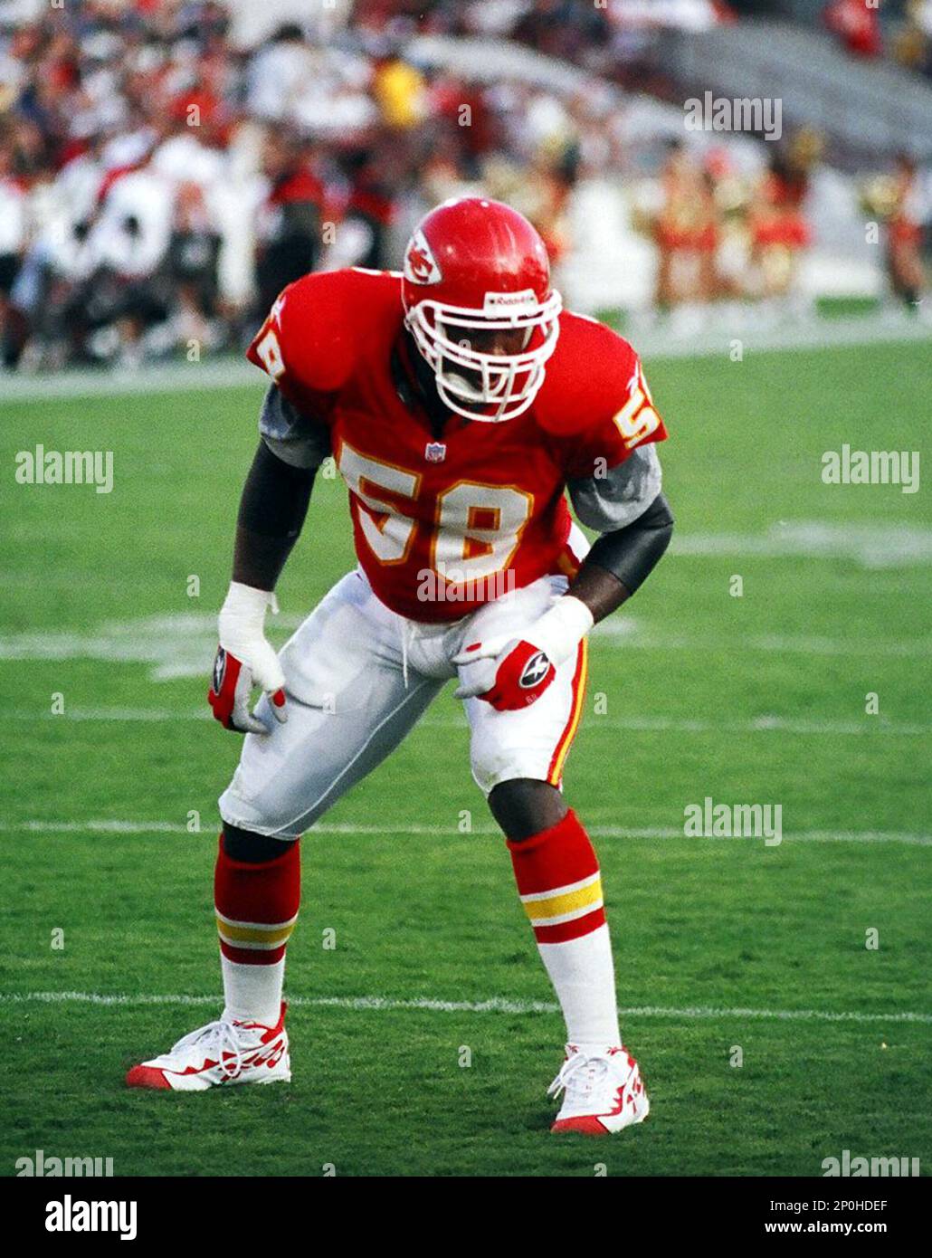 Derrick Thomas (58) Kansas City Chiefs. (Photo by Cliff Welch/Icon  Sportswire) (Icon Sportswire via AP Images Stock Photo - Alamy