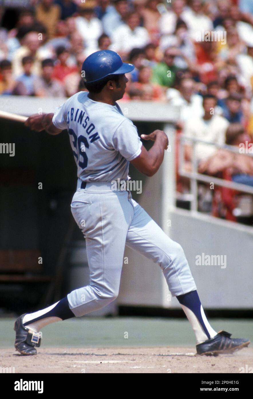 Pitcher Dave McNally, left, and right fielder Frank Robinson pose