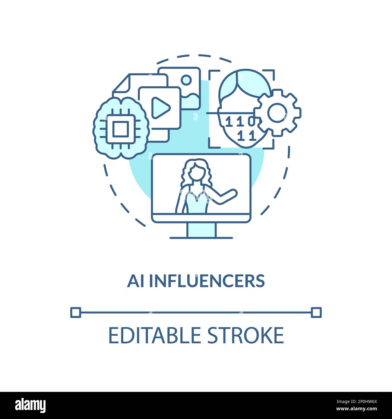 AI influencers turquoise concept icon Stock Vector