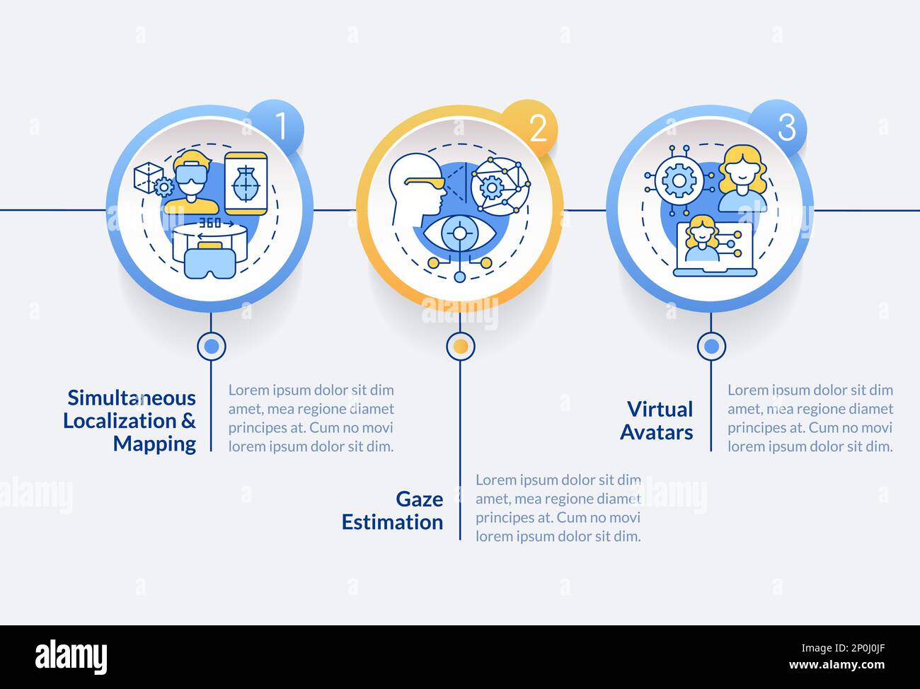 Synthetic data solutions for metaverse circle infographic template Stock Vector