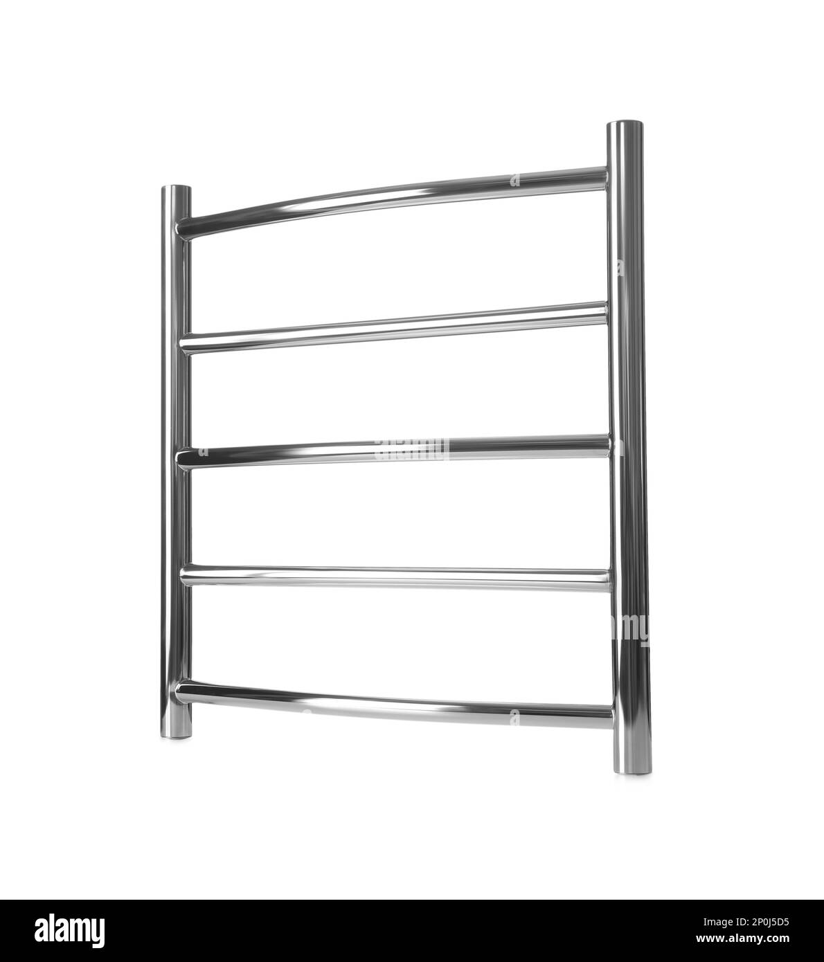 Modern heated towel rail isolated on white Stock Photo Alamy