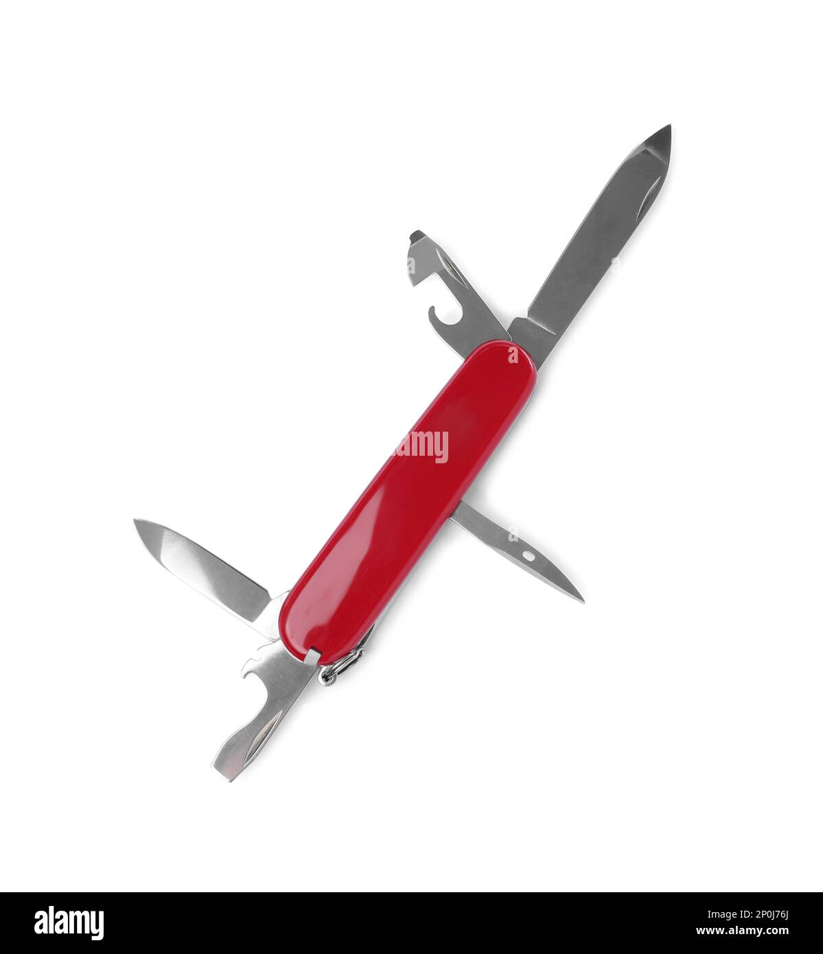 Red compact portable multitool isolated on white Stock Photo