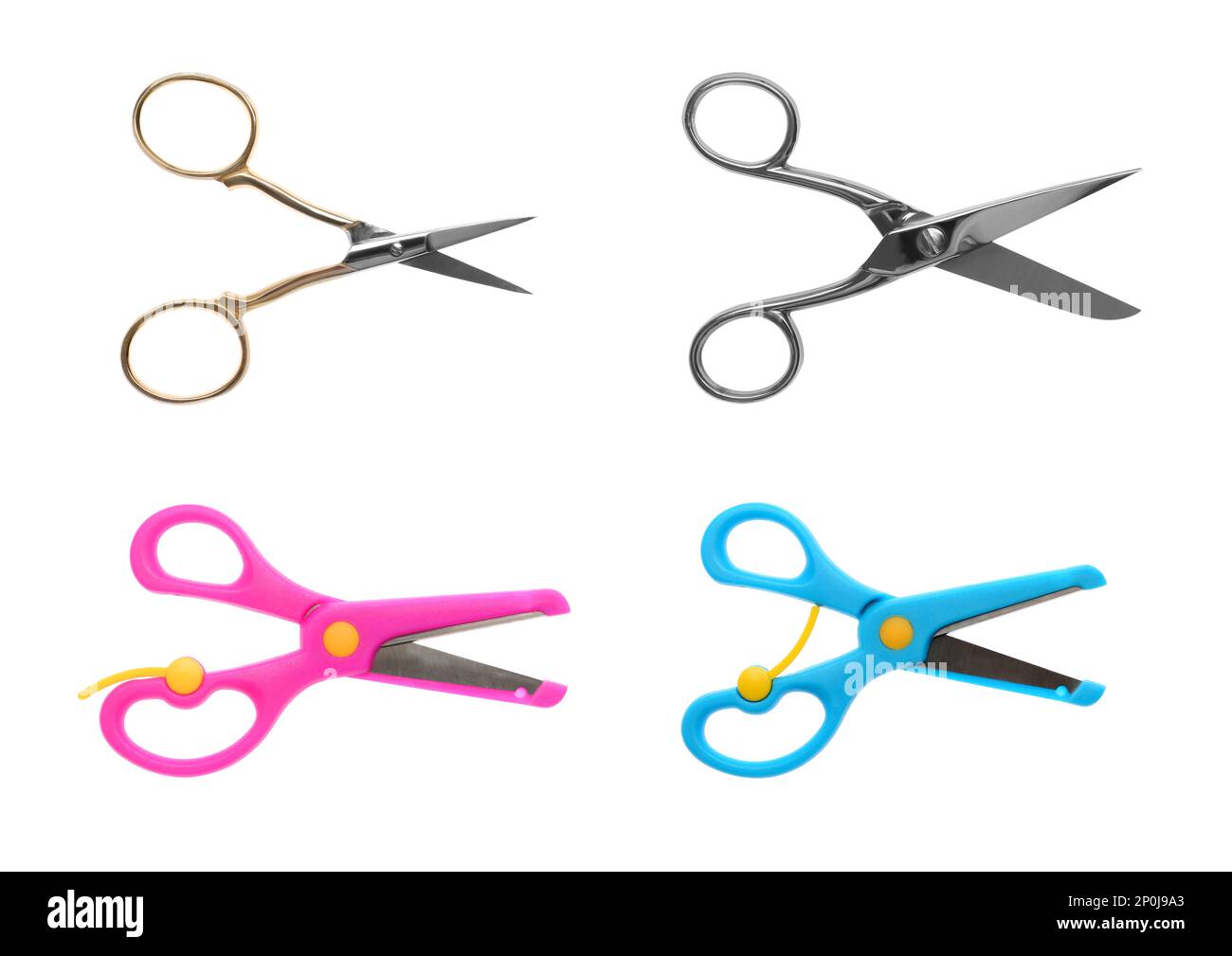 Set with different scissors on white background Stock Photo - Alamy