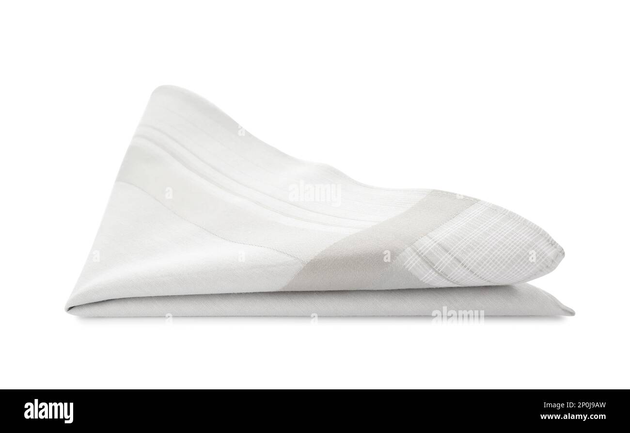 Folded handkerchief isolated on white. Stylish accessory Stock Photo