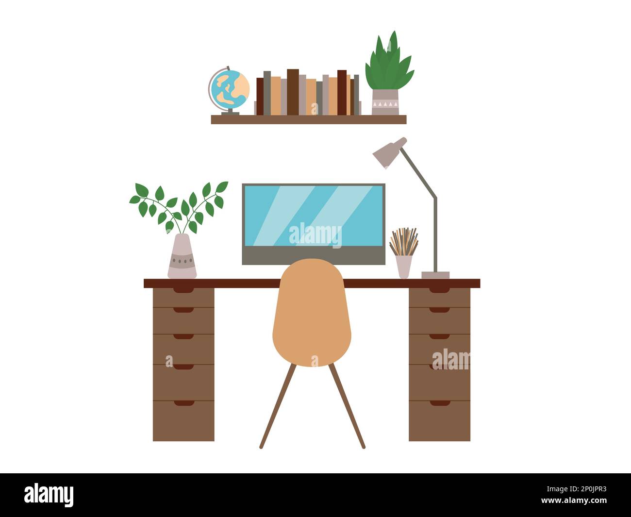 Office Workspaces Vector Modern office space comfortable furniture Stock Vector Images - Alamy