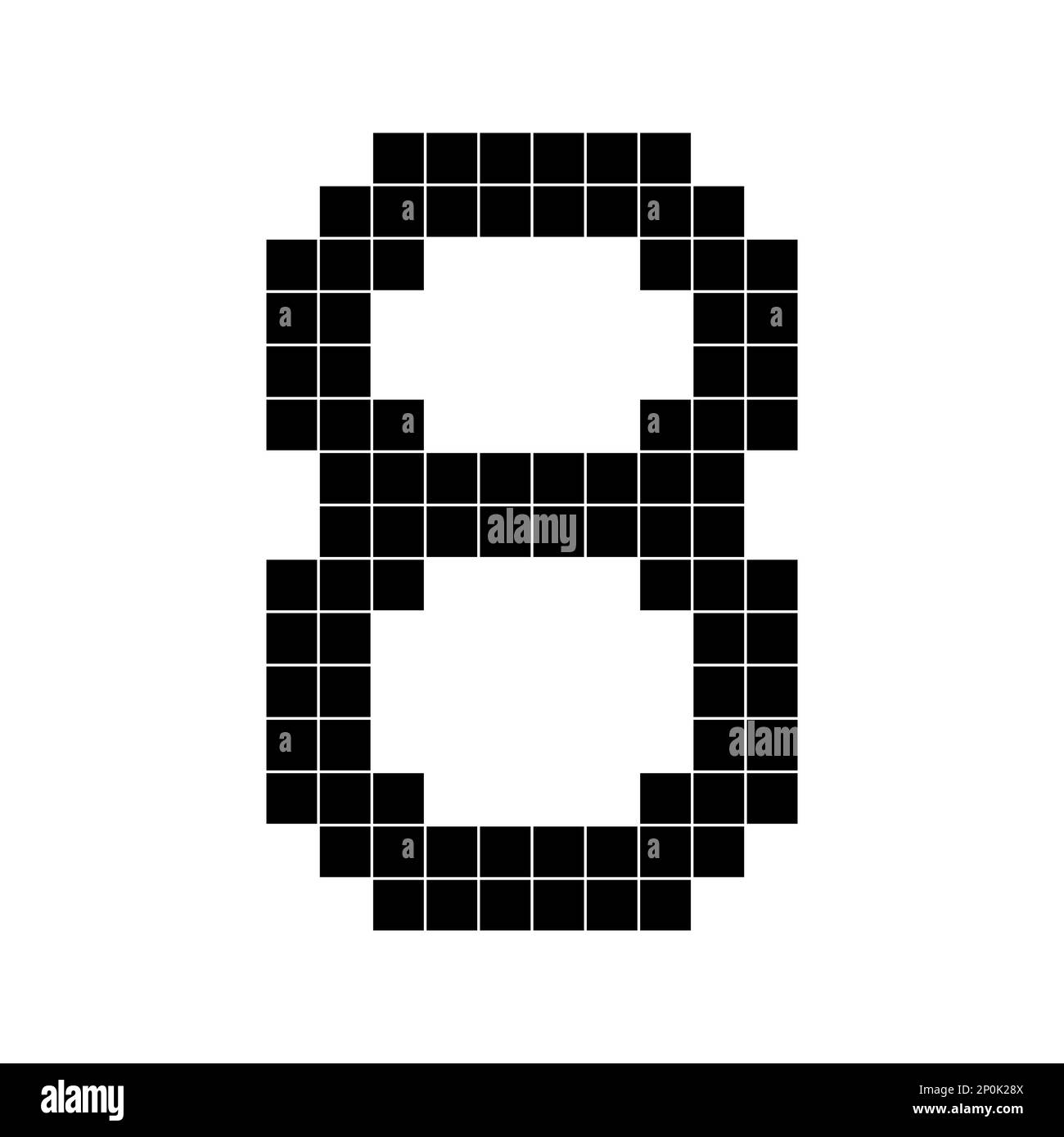 Number 8 eight 3d cube pixel shape minecraft 8 bit Stock Vector