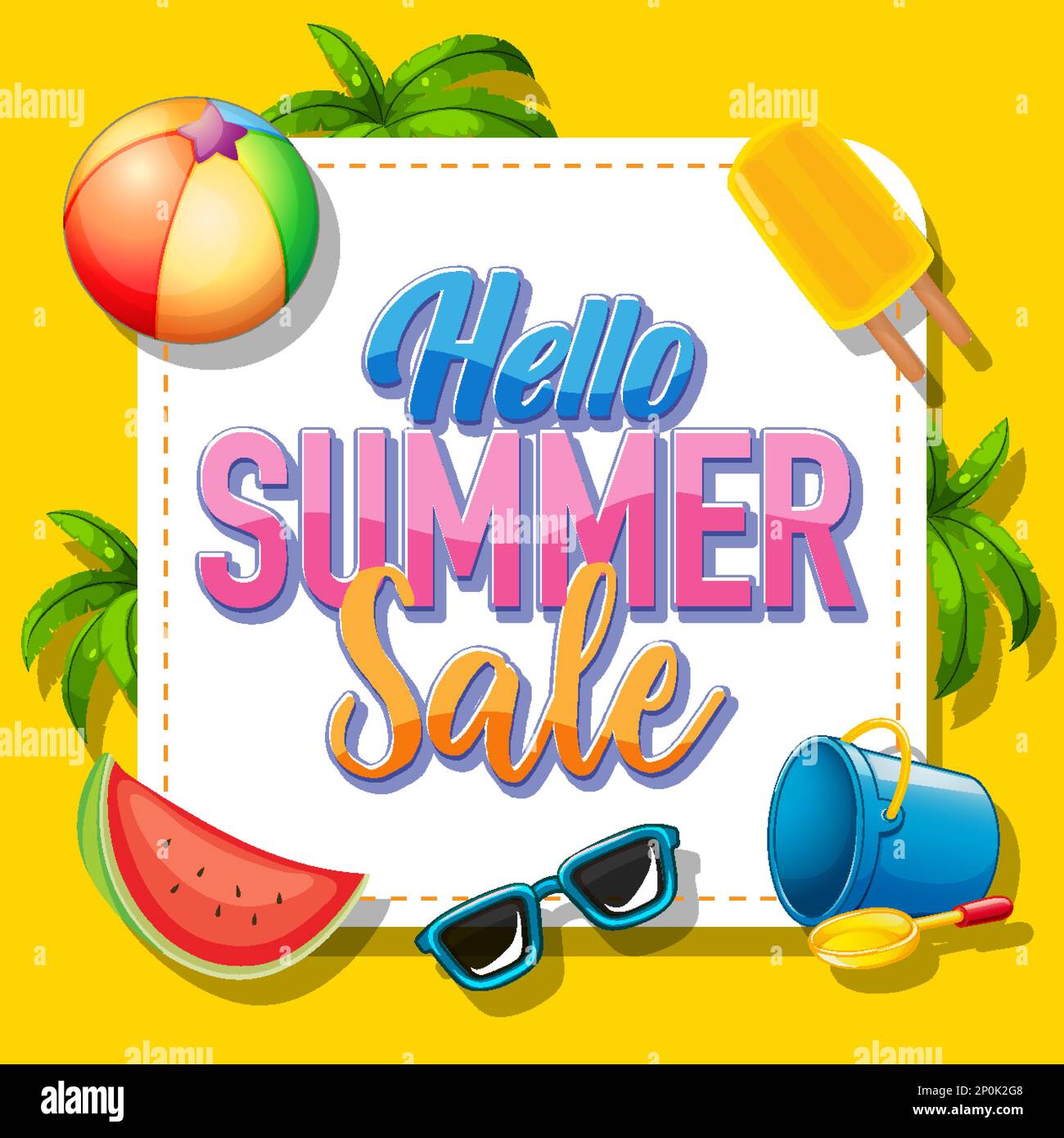Hello summer sale banner template illustration Stock Vector Image & Art ...