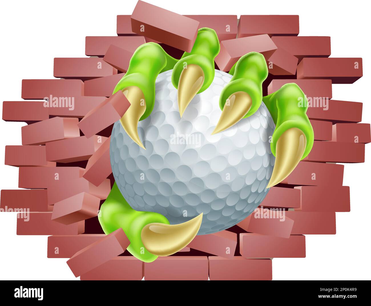 Golf Ball Claw Breaking Through Wall Stock Vector