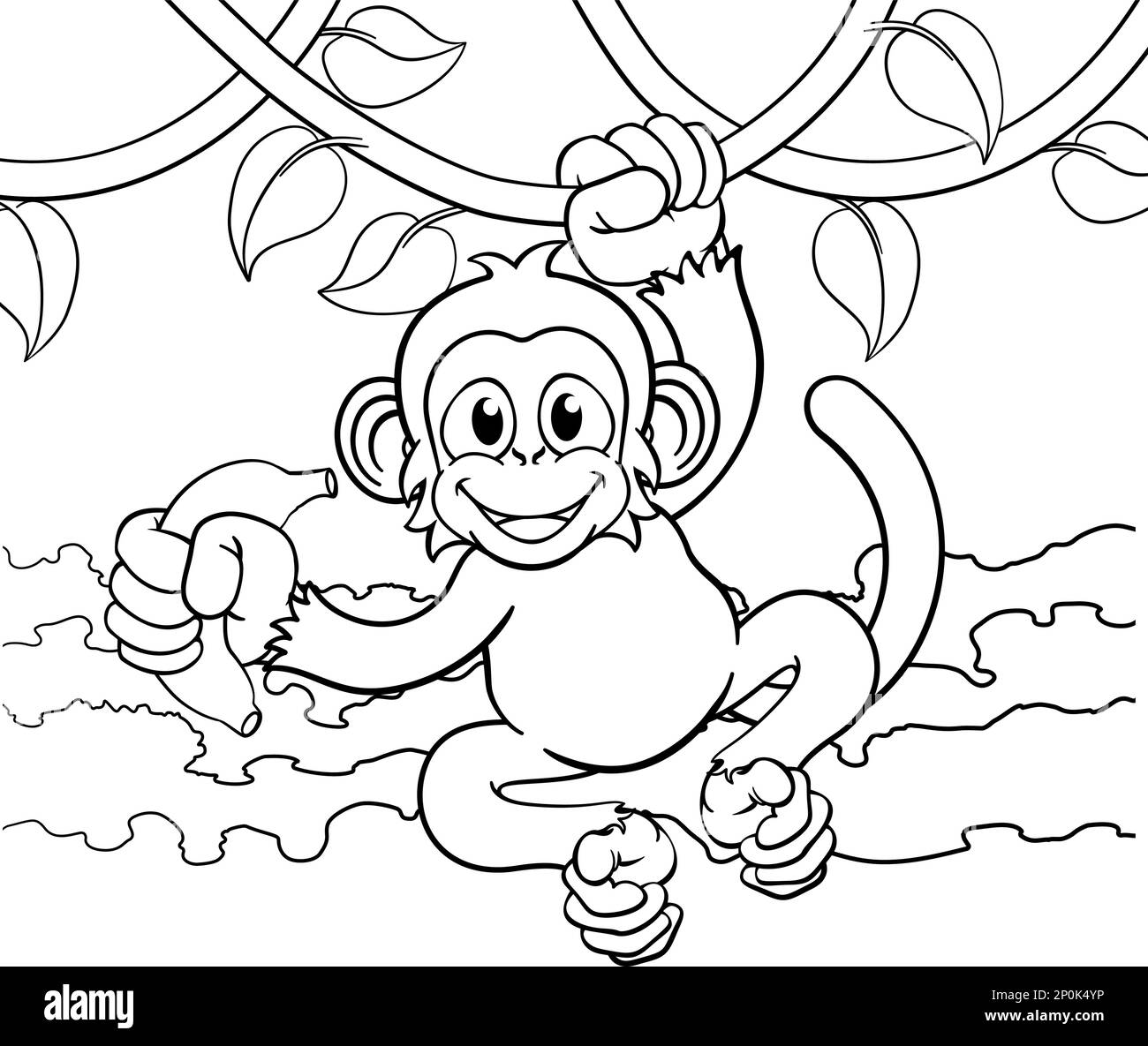 Monkey holding banana cartoon character Stock Vector Images - Alamy