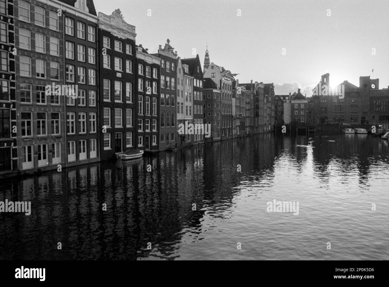 Amsterdam, Netherlands. View on The Amstel River and bordering Canal Houses. Stock Photo