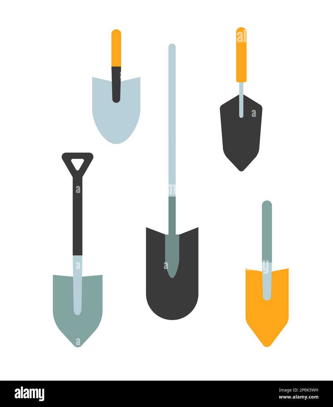 Shovel, spade vector illustration set Stock Vector