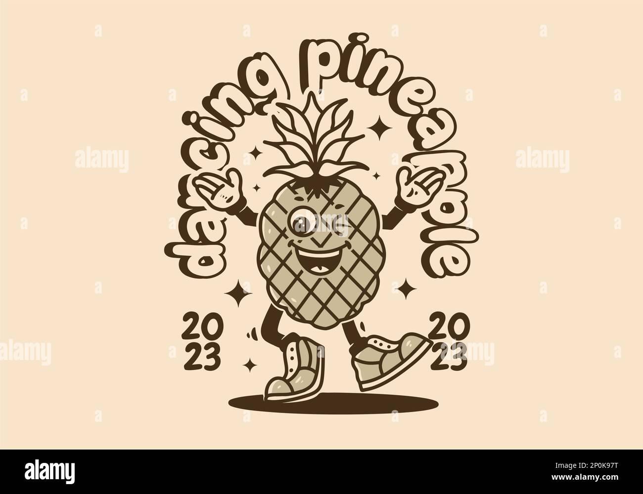 Mascot character design of walking pineapple fruit with happy face ...