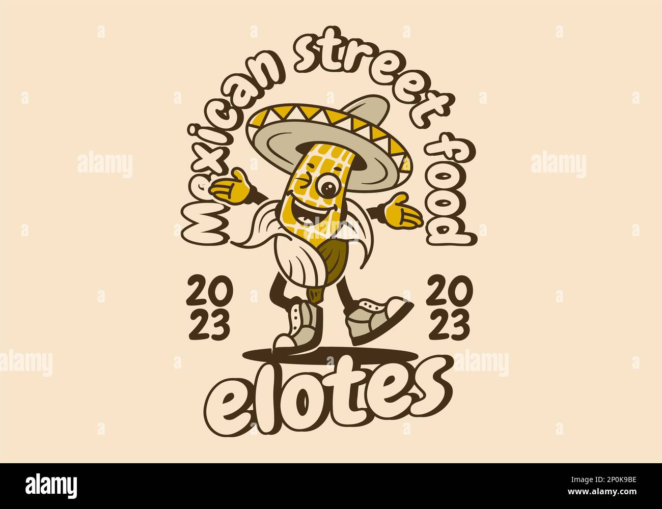 Mascot character design of mexican food elotes with happy face Stock