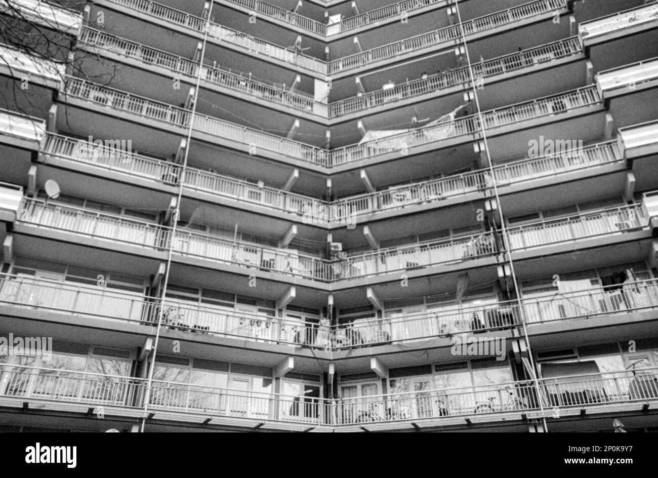 Amsterdam, Netherlands. During the 1960's build Bijlmer, Bijlmermeer & Zuid-Oost build appartments and flats, mostly being occupied by low income households and migrants. Stock Photo