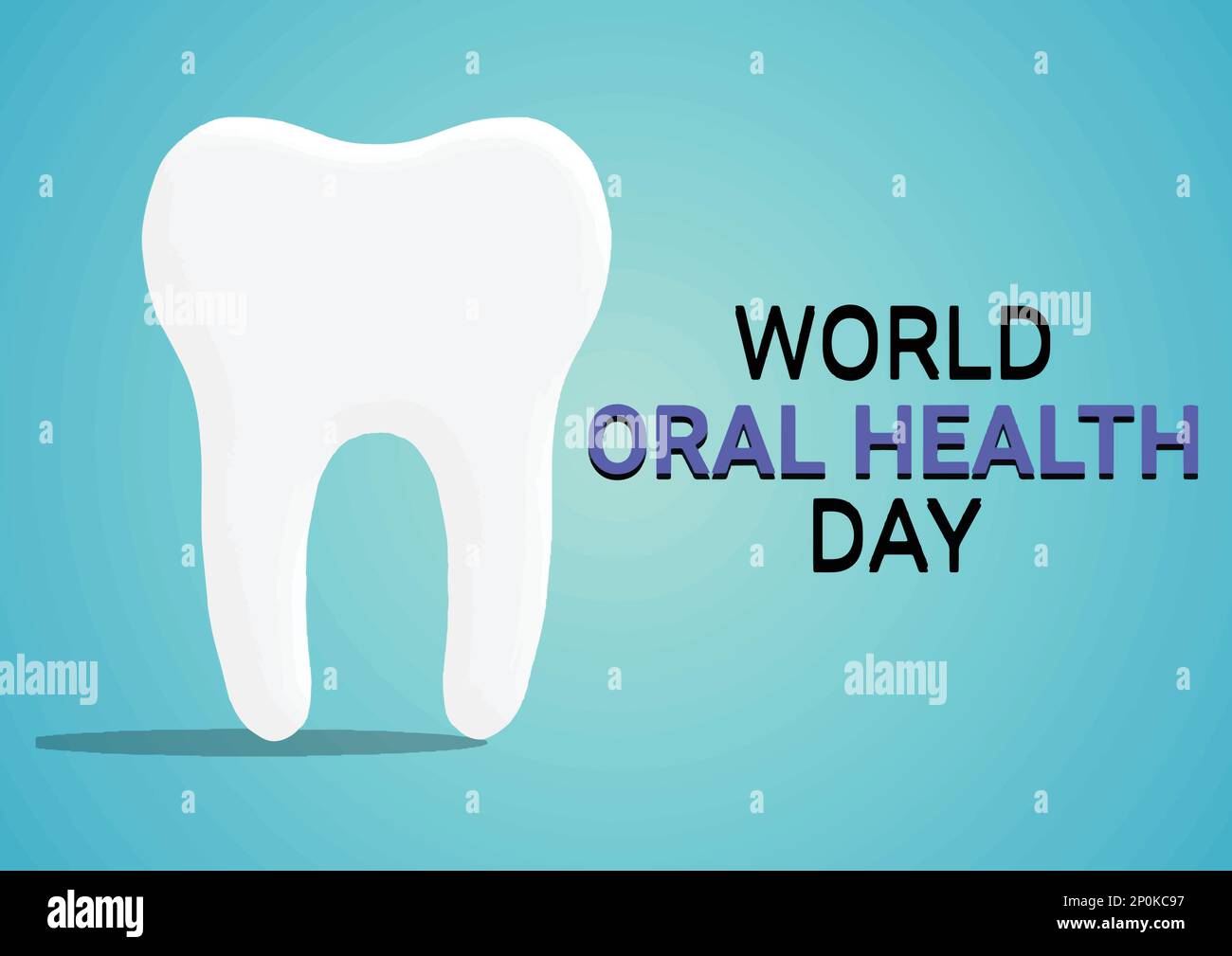 World Oral Health Day. Vector illustration. White tooth on bright blue