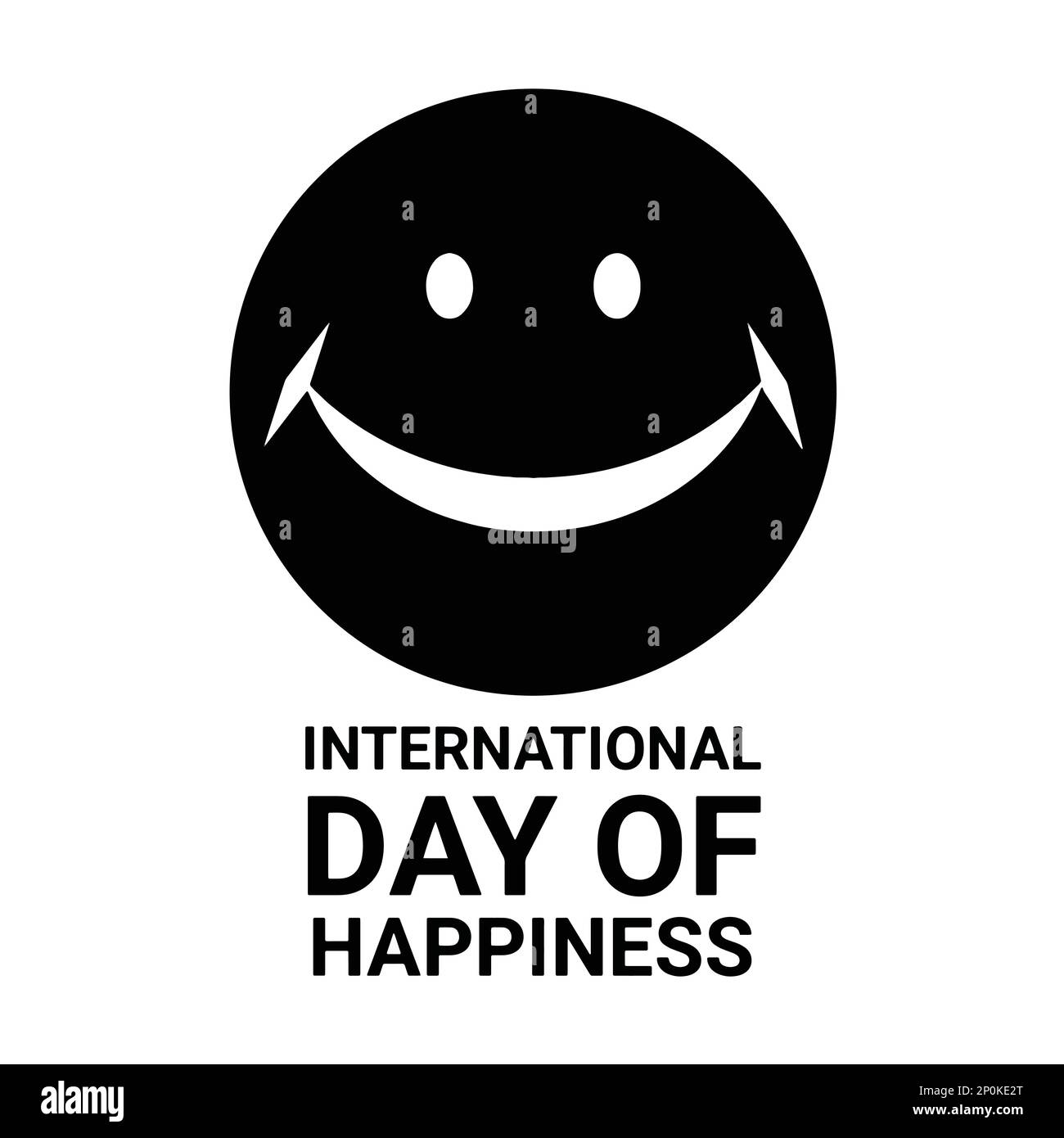 International Day Of Happiness text with smiley face on white background. Vector illustration Stock Vector