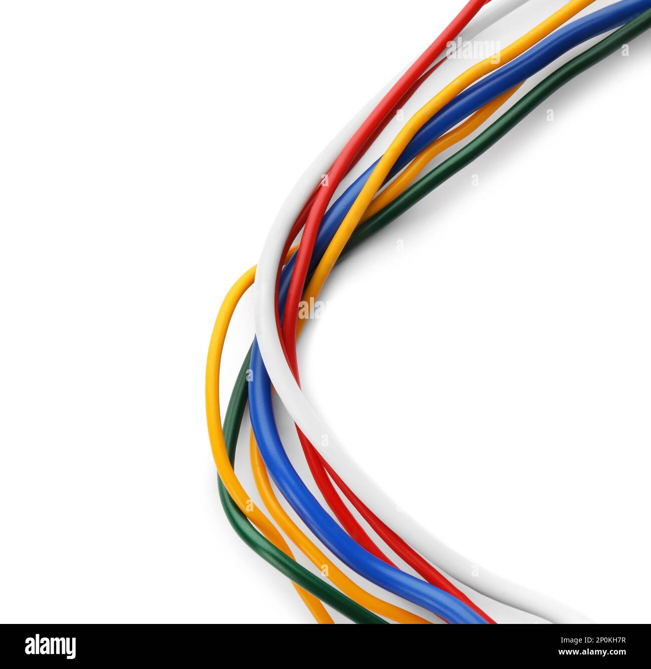 Many electrical wires with insulation on white background Stock Photo