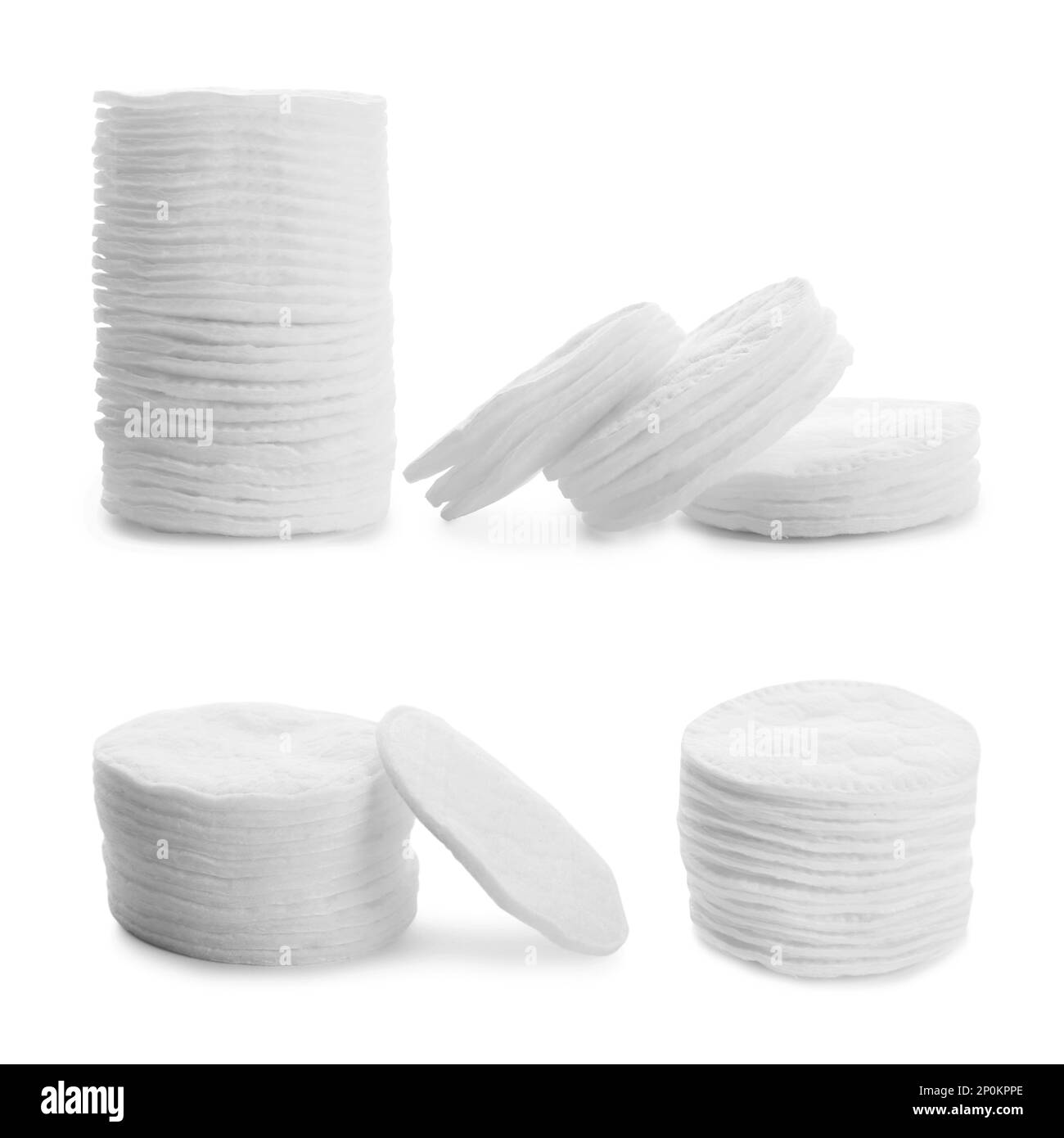 Set with soft cotton pads on white background Stock Photo