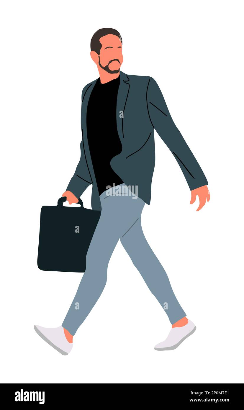 Modern Business man walking with briefcase vector Stock Vector Image ...