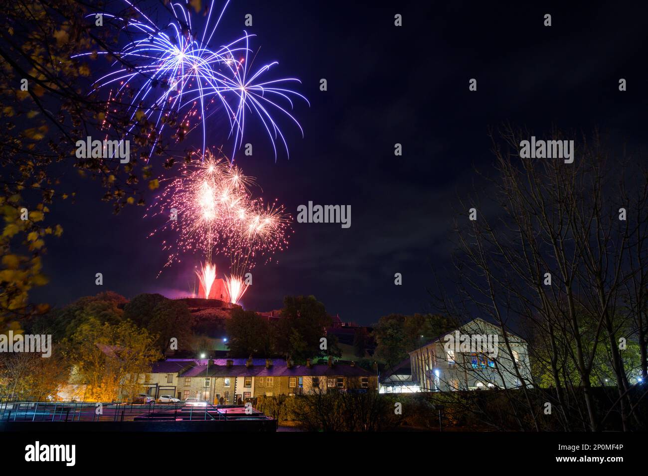 Clitheroe fireworks display from 2021 based on the famous castle
