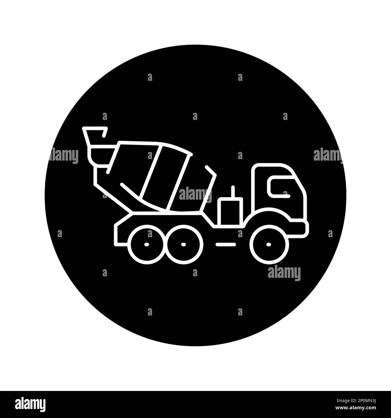 Concrete truck olor line icon. Road construction. Pictogram for web ...