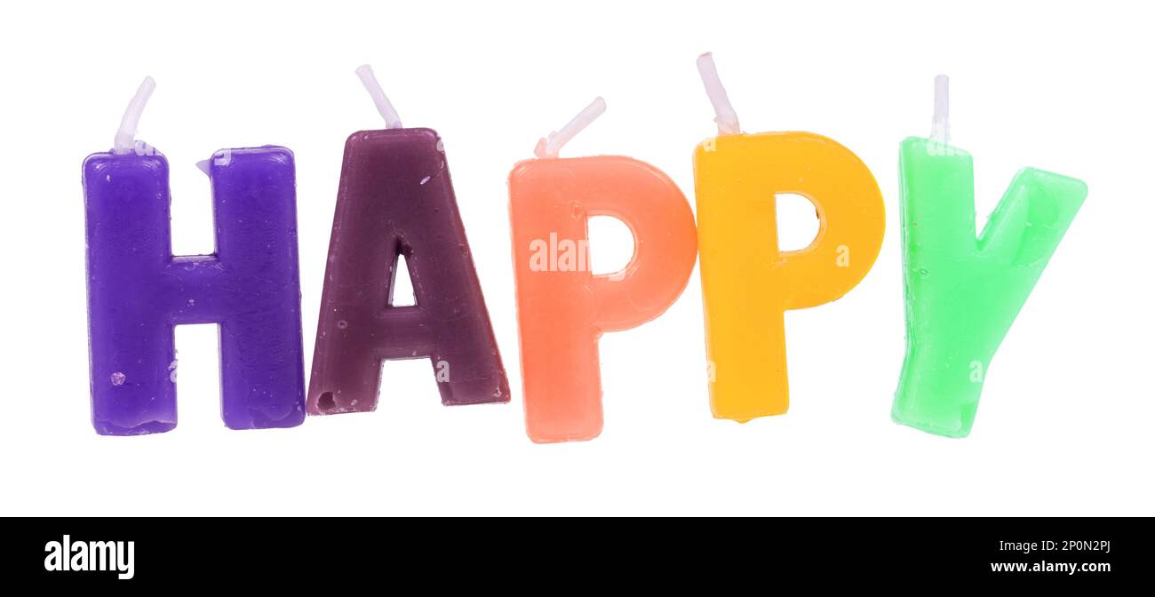 Birthday candles isolated on white background, happy Stock Photo - Alamy