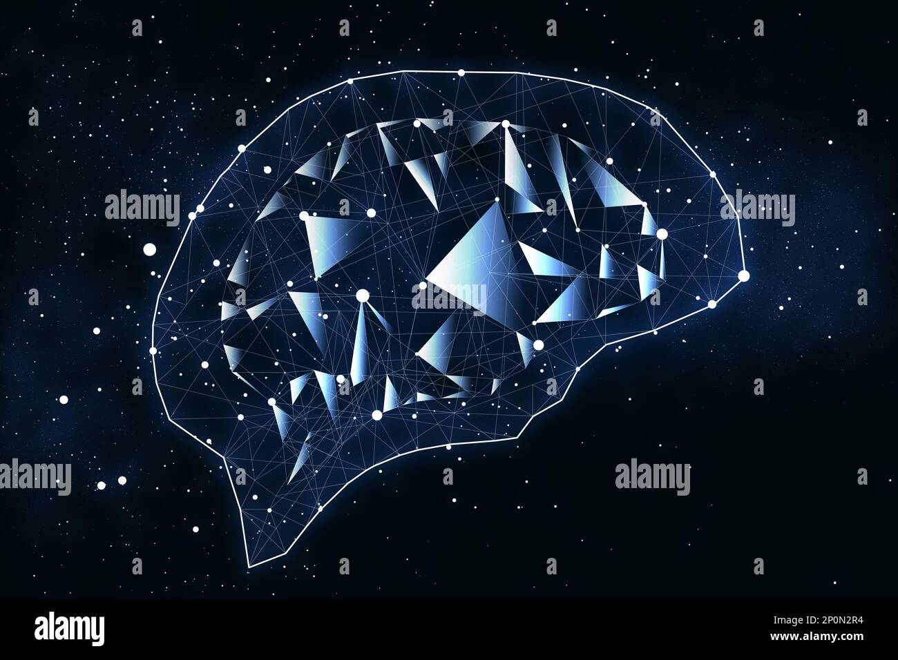 Illustration of human brain on dark background Stock Photo - Alamy