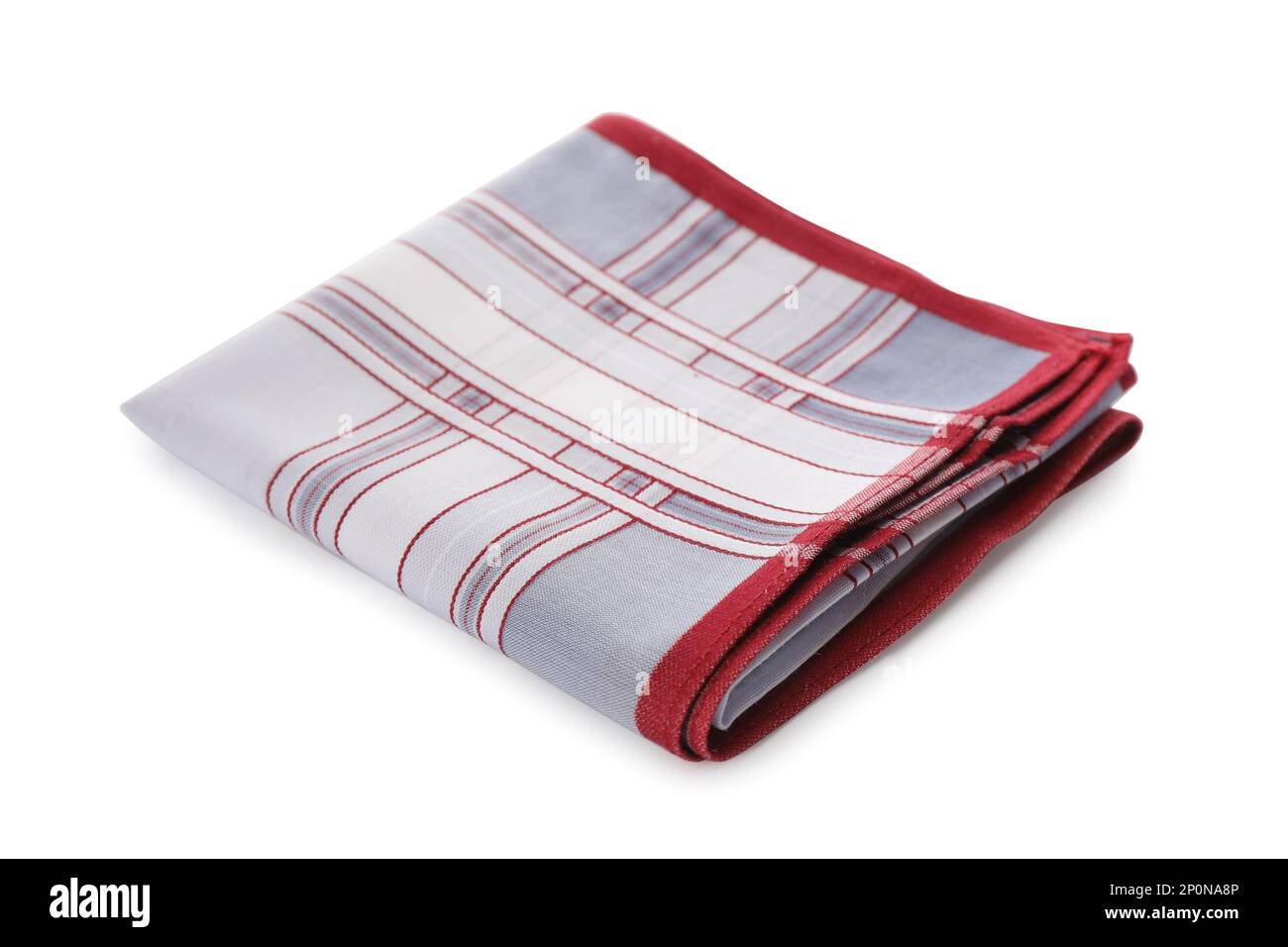 Folded handkerchief isolated on white. Stylish accessory Stock Photo